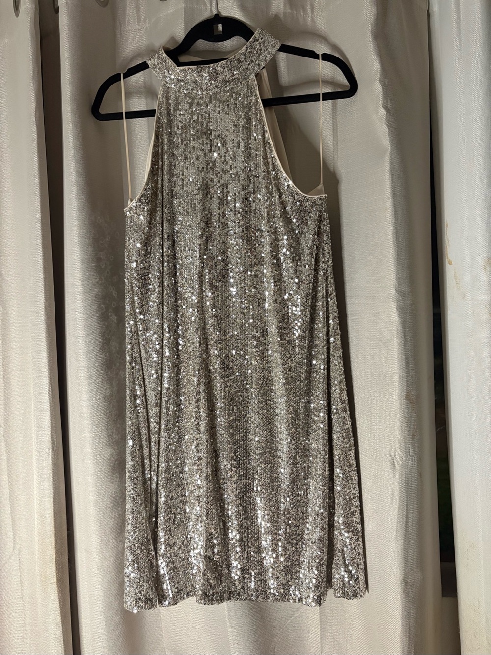 Cable & Gauge Silver Sequin Halter Dress